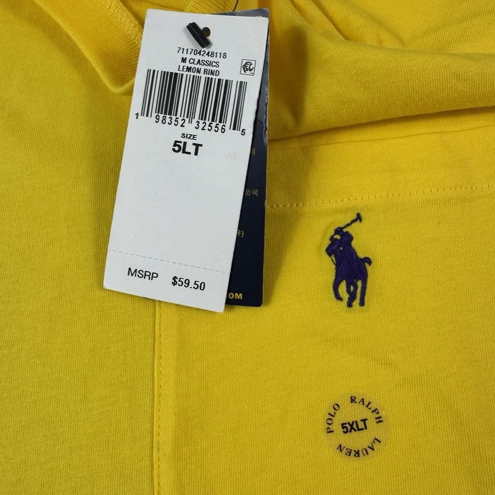 Polo Ralph Lauren Yellow Purple Pony Logo S/S Cotton T Shirt Size 5XLT NWT